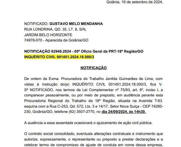 MPT notifica Gustavo e Leandro para audiência sobre assédio eleitoral