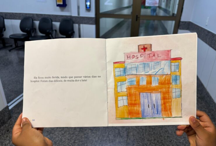 Criança atendida no Hugol escreve livro infantil sobre queimaduras